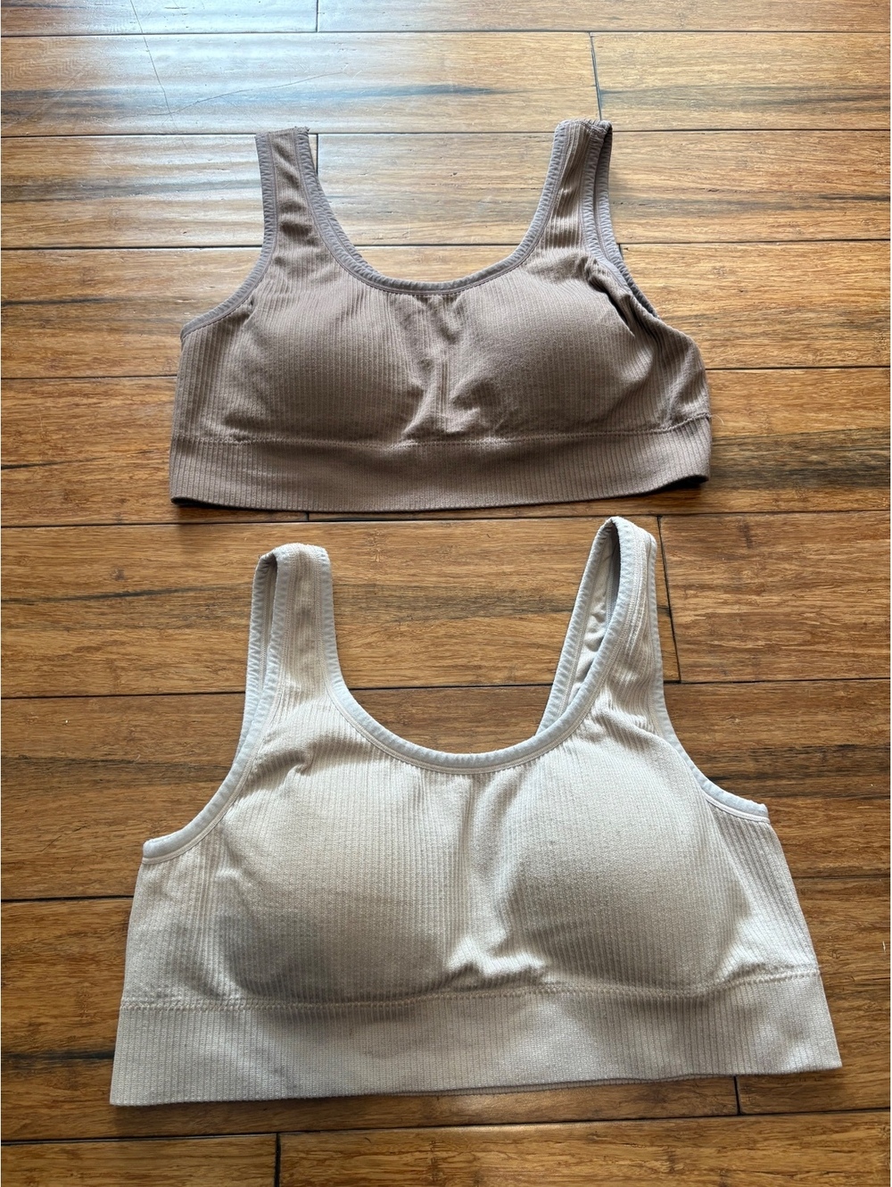 Torrid Lot Of 2 Padded Rib Knit Wire Free Bralette Sports Bra Size 2 Brown Biege